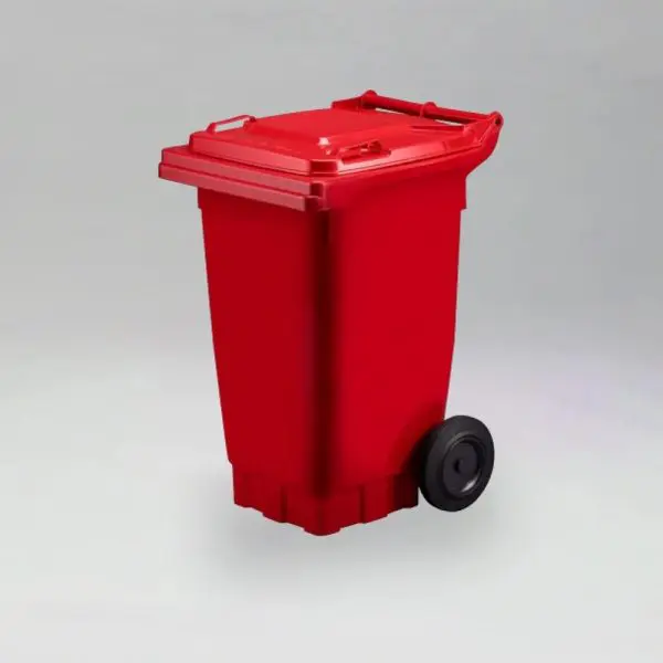 red 80l wheelie bin