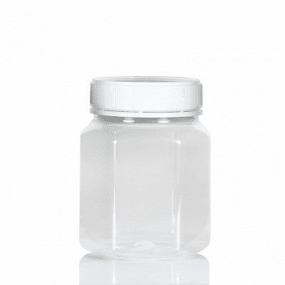 Jar PET Hex 850ml/1Kg Clear 83mm neck