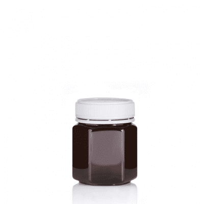 Jar PET Hex 250/200ml Amber