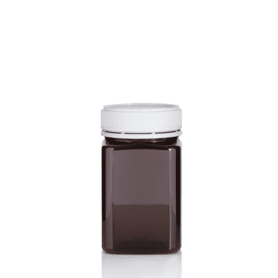 Jar PET Square 375g/270ml Tall Amber