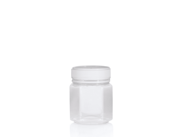 Jar PET Hex 250g/200ml Clear